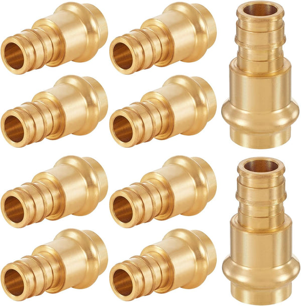 10-Pack LF Brass 1/2" PRESS X 1/2" PEX-A Expansion F1960 Coupling Adapter, Brass Press Fitting