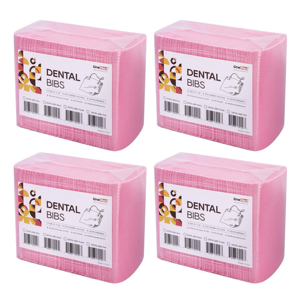500 PCS 13"x18" Disposable Dental Bibs 3 Ply Waterproof Pink Dental Tattoo