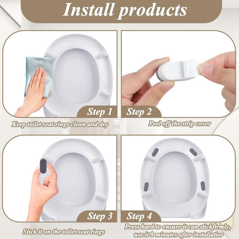 4 Pack Universal Toilet Seat Bumpers, Suitable for Bidet Kits, Toilet Seat Spacers, Compatible with Most Toilet Models