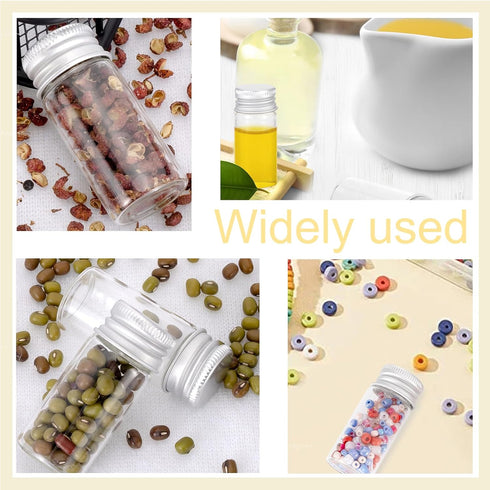 30Pcs 10ml Glass Vials with Aluminium Cap, Small Clear Sample Bottles with Screw Caps
