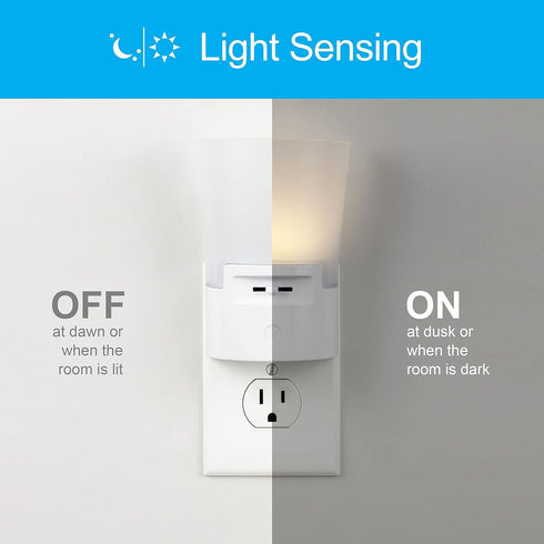 Dimmable 45123, 1 Pack, GE Ultrabrite Sconce LED Night Light GEPlug-In, Energy Efficient, Dusk-to-Dawn Sensor