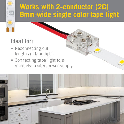 Armacost Lighting 2 Pin LED Strip Light Screw Tape to Wire Connector, 6-Pack 566022