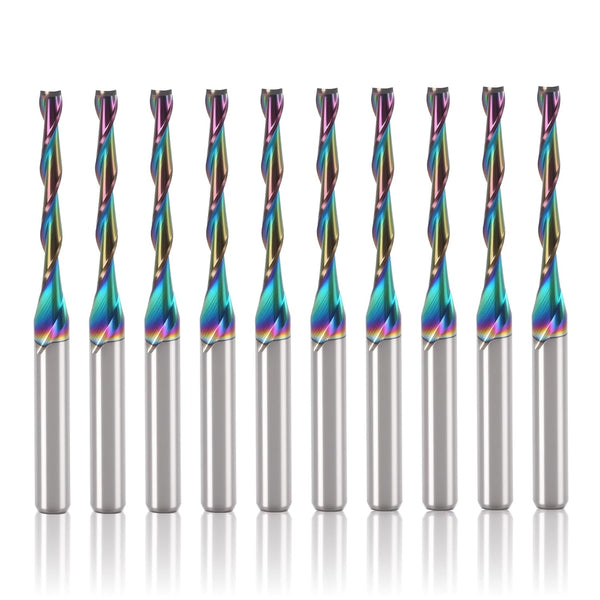 10 Pcs Up-Cut CNC Router Bit 1/8 inch Shank, 2 Flute Spiral