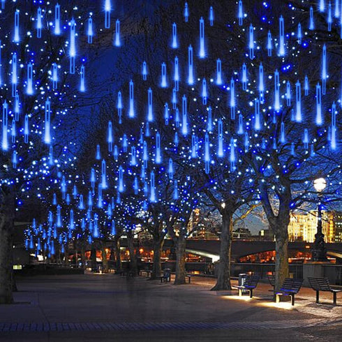 30cm 8-Tube Falling Rain Meteor Shower Christmas Lights, Blue Outdoor Icicle Shooting Star Lights