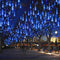 30cm 8-Tube Falling Rain Meteor Shower Christmas Lights, Blue Outdoor Icicle Shooting Star Lights
