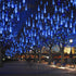 30cm 8-Tube Falling Rain Meteor Shower Christmas Lights, Blue Outdoor Icicle Shooting Star Lights