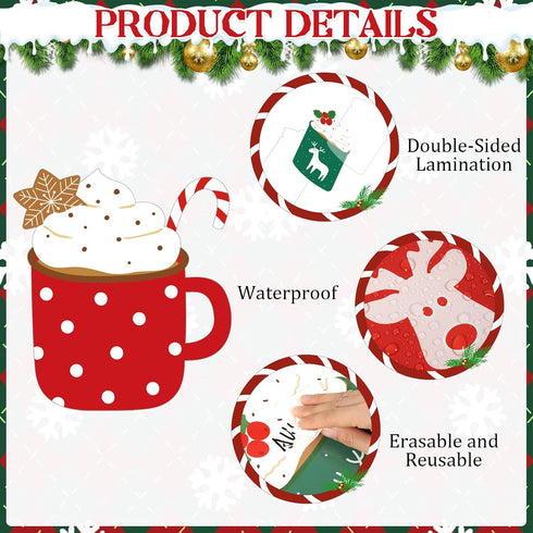 Winter Bulletin Board Decorations Merry Christmas Cutouts, Hot Cocoa Set for Holiday Classroom Decor