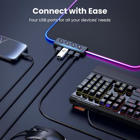 BladeHawks RGB Gaming Mouse Pad with 4Port USB Hub, 14 Lighting Modes, Oversize Anti-Slip Rubber Base, Waterproof Coating Mouse Mat for Desk Laptop Computer, PC Games, Office by BladeHawks