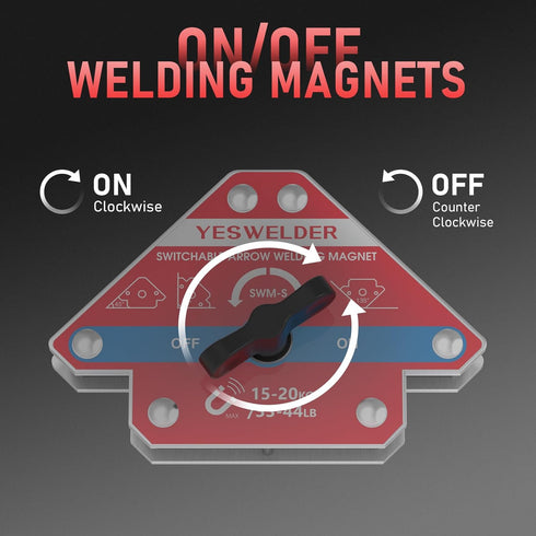 YESWELDER Switchable Arrow Welding Magnet, 33-44LBs On/Off Switch Magnetic Holder