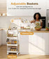 4-Tier 37.4in 8 Homde Slim Rolling Cart for Kitchen: Space-Saving Narrow Floor Organizer - Tall Vertical Storage