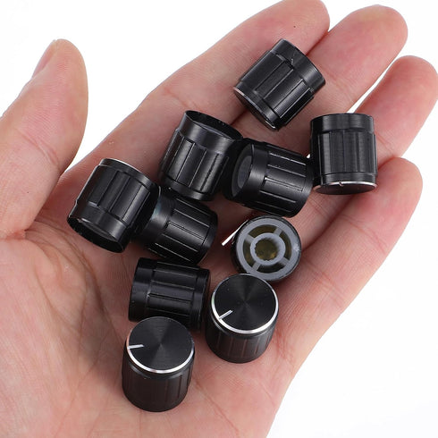 Bruislard 10Pcs 6mm 17x17mm Floor Lamp Knob Table Lamp Switch Replacement, Rotary Switch Knob, (Black)