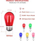 25 Pack S14 Bulb 2 Bulbs E26 Bulbs(Red Colored LED Light Watt Multi-Color String Light Plastic Shatterproof Base LED