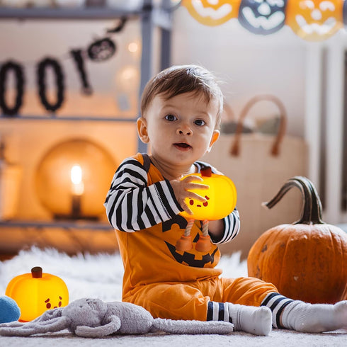 LONRISWAY Dimmable Pumpkin Night Light for Kids, Rechargeable LED Desk Lamp with Touch Control, Soft Silicone Nursery