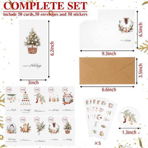 50 Sets Engrowtic Christmas Gift Card Holder for Cash Boho Rustic Christmas Card Money Holder Xmas Cards Bulk