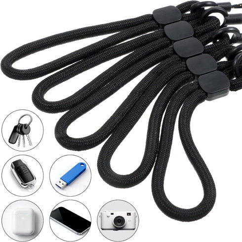 Larrel 5 Pcs Black Anti Theft Phone Strap, Lightweight Portable Mobile Phone Lanyard, Practical Small Keychain Lanyard