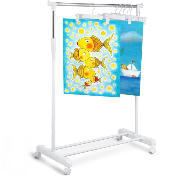 Soaoo Adjustable Anchor Chart Storage Rack, Vertical Poster Holder with 12 Hangers for Classroom Supplies