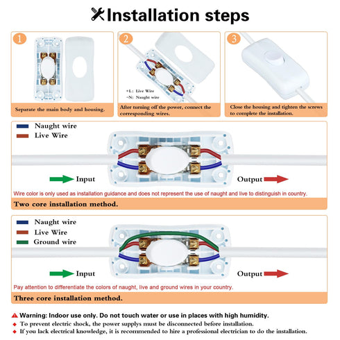 2 Pcs Inline Switch, White Cord Appliance Switch, Button ON Off for Lamp, Rated 2A 250V, Replacement for LED Electrical