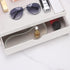 Leather Desk Organizer with Drawers, Home Cosmetics Organizer, Phone Remote Organizer, White