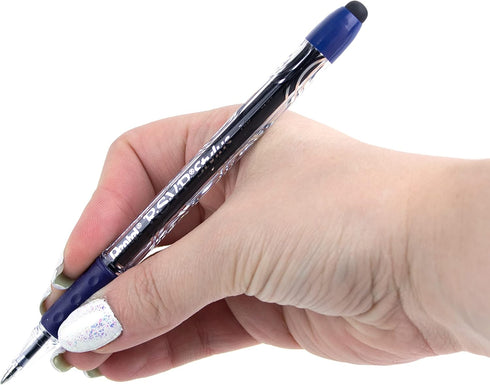 Pentel RSVP STYLUS Ballpoint Pen, Fine Line, Blue Ink, BK90L-C