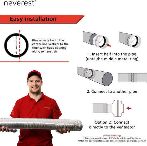 4" neverest RK Professional Backdraft Shutter Damper Connector Duct Fits Only with Metal Ducts