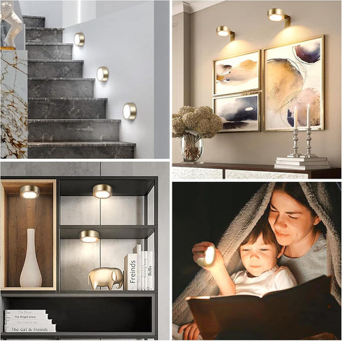 KELUOLY 4-Pack Dimmable Picture Light Battery Operated Painting Lights for Wall, Magnetic LED Display Art Light