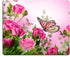 pingpi Pink Mouse Pad - Custom Flower Decor with Butterfly on Pink Rose, Non-Slip Rubber Design