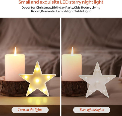6 Star-6pcs) Pcs LED Stars Night Light Can Be Hung On The Wall Kids Room Room Light, Suitable for Birthday Party