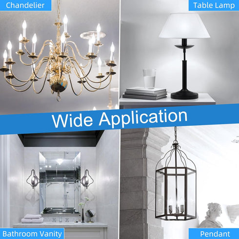 E12 Bulb 40 E12 Bulb Dimmable Bulbs, 5000K B10 Bulbs, 90+CRI, 400LM, 12 Pack GvvooHome Candelabra watt Equivalent, LED