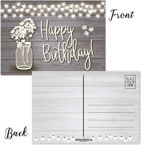 Stonehouse Collection 50 Happy Birthday Postcards, 5 Birthday Designs, 4" x 6" Bulk Postcards for Friends & Family