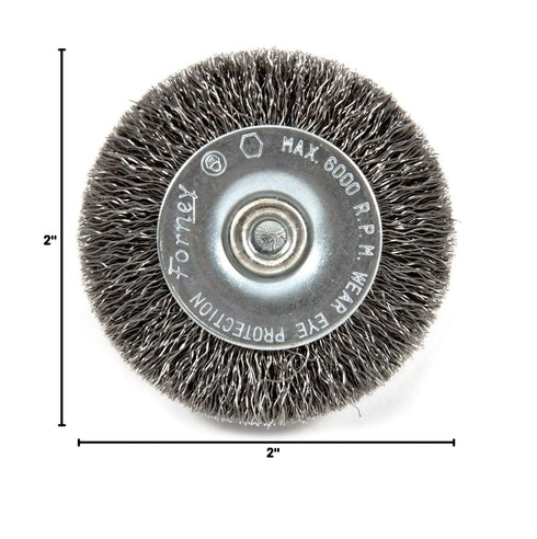 Forney 72728 Fine Crimped Wire Wheel Brush, 2-Inch-by-.008-Inch with 1/4-Inch Hex Shank