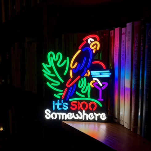 17" 13" 5 LDGJ its o'clock somewhere neon sign Palm tree Custom Handmade Home Beer Bar Pub Recreation Room Lights