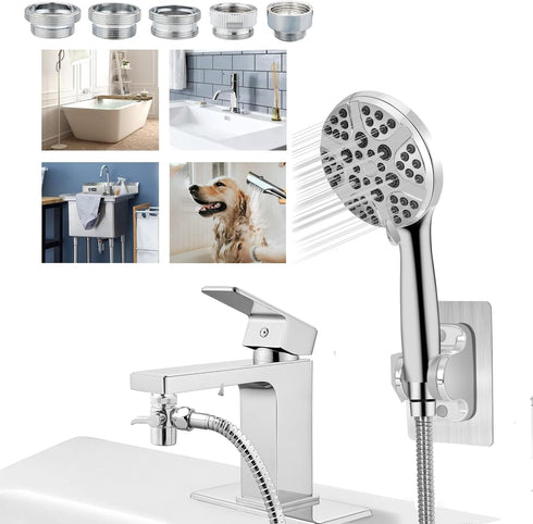 phyxon Bathtub Shower Head Sink-Faucet setTub faucet spayer attachment with 5 Adapters and