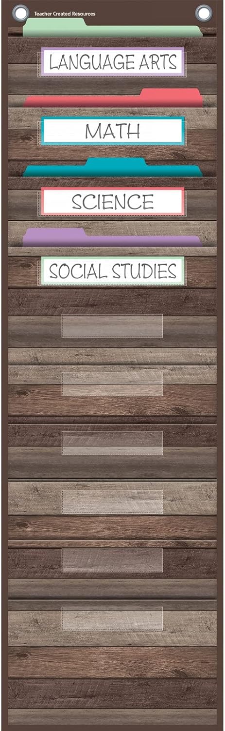Teacher Created Resources Dark Wood 10 Pocket File Storage Pocket Chart (14" x 58")