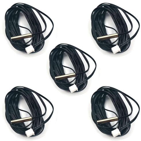 5Pcs NTC 10K 3950 Ohm Waterproof Temperature Sensor Probe, Stainless Digital Thermal Sensor Cable Length 2M