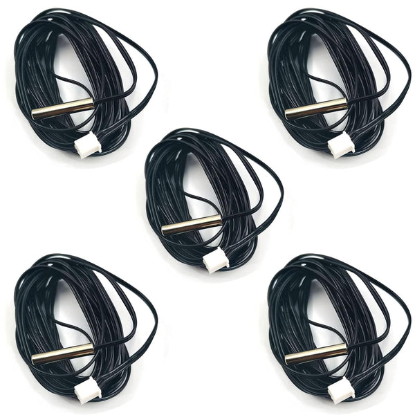 5Pcs NTC 10K 3950 Ohm Waterproof Temperature Sensor Probe, Stainless Digital Thermal Sensor Cable Length 2M