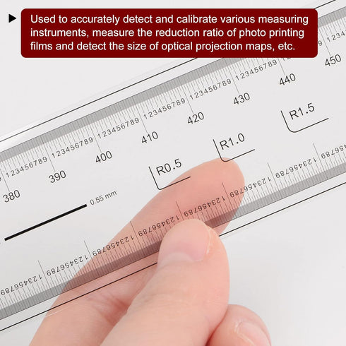 Film Flexible Ruler 60cm, 0.1mm Scale with R Angle & Width Lines, PET Plastic Folding Straight Ruler Measuring Tool