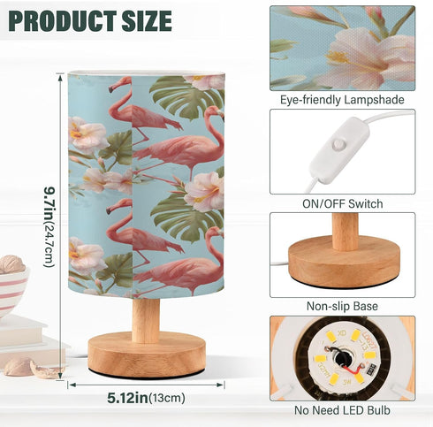ALAZA Flamingos Tropical Flowers Monstera Bedside Table Lamp with USB Port for Bedroom Nightstand Lamps Night Light