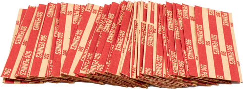 Penny Coin Wrappers - 100 Flat Striped Coin Wrappers
