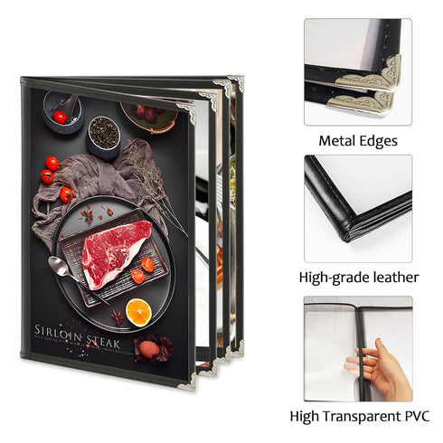 Aijmguo 6 Pack 8.5 11 Inch,Menu 4 8 Menu Covers X Holder Page View Transparent Restaurant Menu Cover Book, Clear Menu
