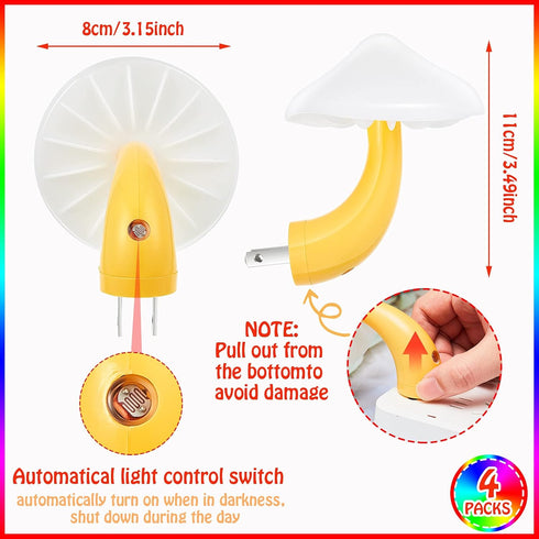 Honoson 4 7 Adults(7-Color Pieces Mushroom Night Light LED Night Light Plug in Lamp Color Magic Mini Pretty Mushroom