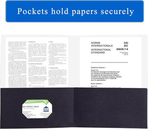 Zzrywuty 100 Packs Two Pocket File Folders with Business Card Slot, Textured Paper, Letter Size for School and Office