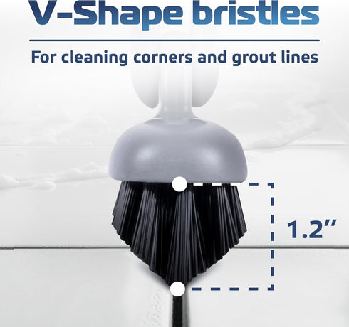 50'' 180 DSV Standard Grout Scrub Brush with Long Handle, Tile Grout Scrubber, V-Shape Crevice Cleaning Brush for Hard