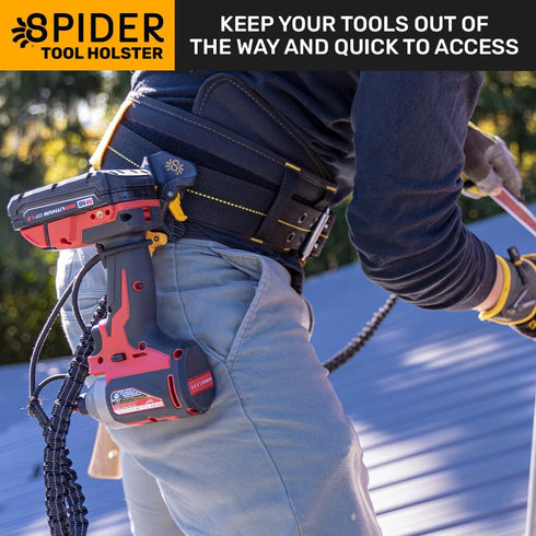 Spider Pro Tool Holster - Upgraded, Self Locking, Quick Draw Universal Tool Holder with Thumb Lock