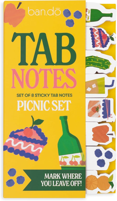 ban.do Food Theme Sticky Tab Notes, Novelty Page Flags for Annotating, Picnic Set