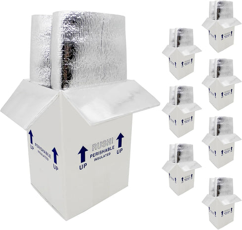 ELAZEKES 7x6x10 Small Insulated Shipping Boxes for Frozen Food, 8 Pack Double Insulated