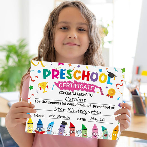 AUGTHEEP 35 8.5 11 Inches Pcs Preschool Diploma for Kids Preschool Graduation Award Certificate for Kids Certificates