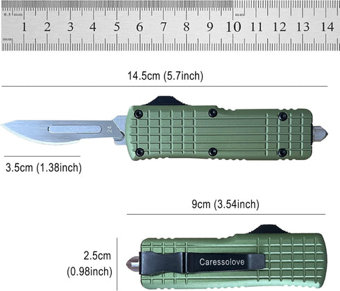 Caressolove Auto Retractable Scalpel Knife, EDC Double Action Automatic Retracting Pocket Knife, Replaceable Blade