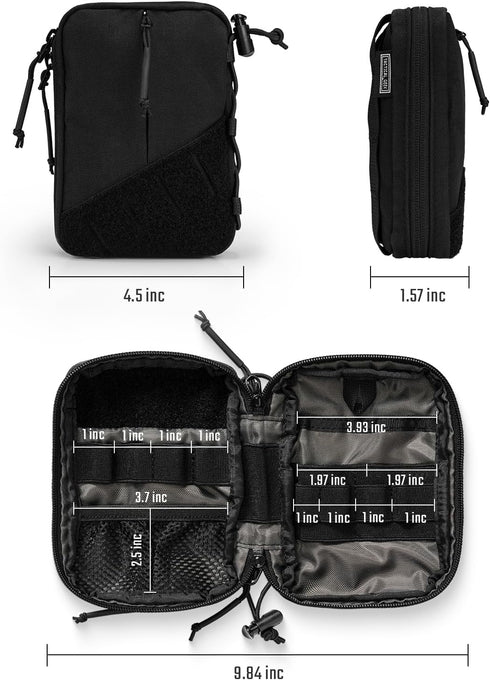 E4.0 TACTICAL GEEK Block EDC Compact Waist Pouch, Utility Pocket Organizer with Elastic Cord, Nylon Dual-Directional