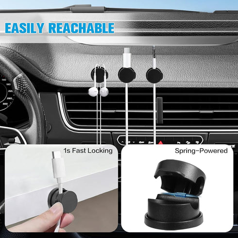 Keuaaao 6PC 360 Cord Organizer Holder, Rotatable Spring Cable Clips, Strong Adhesive Cable Management Desk Accessories