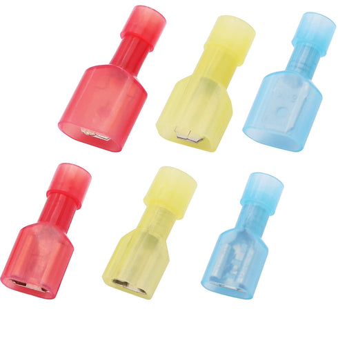 100PCS Fully Insulated Spade Disconnect Wire Connectors, Male Female 10-12 14-16 16-22 Gauge